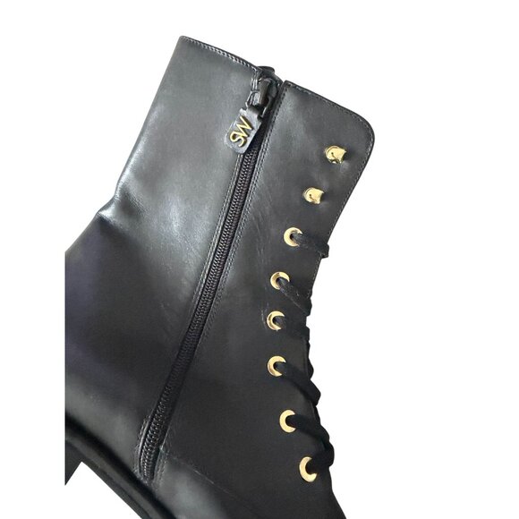 STUART WEITZMAN Laine Black Leather Combat Lace Up Boots Size 9.5 - Picture 9 of 11